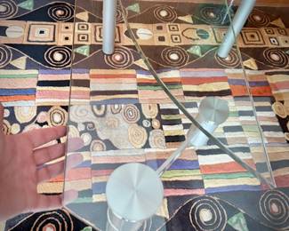 Scan Design adjustable glass table - hinged sides fold under table (shown with sides down)