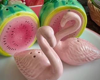 Pink swan salt & pepper shakers