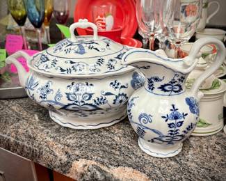 Blue Danube soup tureen and pitcher 