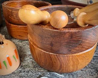 Mid-century wood salad bowls