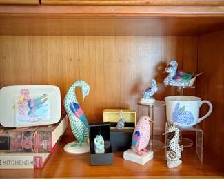 Herend porcelain hand-painted fishnet animals 