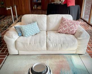 Scan Design Fat Boy white leather sofa and loveseat