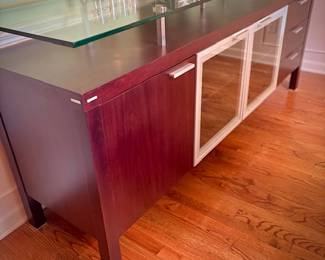 Modern wood and glass credenza