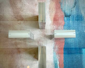 Modern glass and chrome square coffee table and matching end table