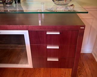 Modern wood and glass credenza