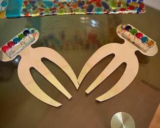 Glass salad bowl set