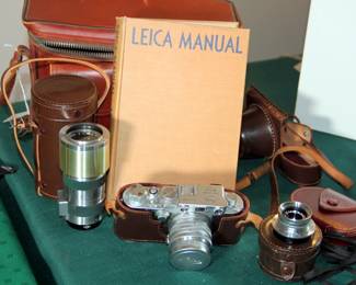 Vintage Leica iiiF with Case & Accessories, Leica Manual