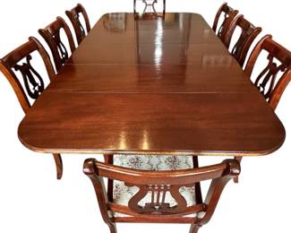 Antique Regency Chippendale Dining Table Chairs