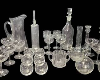 Vintage Etched Glassware