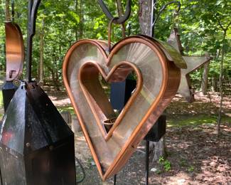 H32 - $30. Copper Heart Bird Feeder.