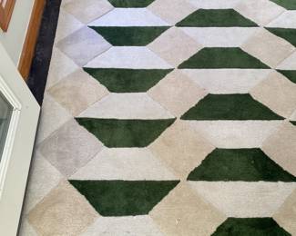 H74 - $250. West Elm Faceted Tile Rug. 6' x 9'. Polyester. Evergreen Color.