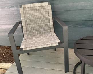 H17 - $100. PAIR of Pottery Barn Patio Chairs. 25" wide x 34" tall.