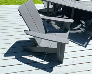 H38 - $950. Priced together as Photographed. Solo Stove Bonfire Fire pit with Lid. Removable Base plate & Ash Pan. Stand and cover. Surround Extend & Surround Surface. 4 - 1903 Terraflame Adirondack Chairs.