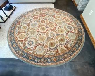 H81 - $225. Pottery Barn Eva Persian Rug Red. 8' round. 2023. 100% Wool.