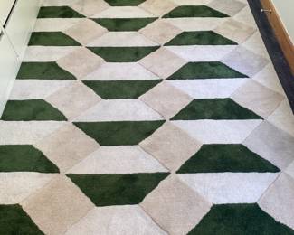 H74 - $250. West Elm Faceted Tile Rug. 6' x 9'. Polyester. Evergreen Color.
