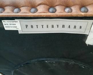 H79 - $300. Pottery Barn Leather Chair. Measures 32" wide x 35" deep x 31" tall.