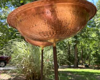H27 - $40 each. *3 available*. Achla Designs Hammered Solid Copper Birdbath with Stake.