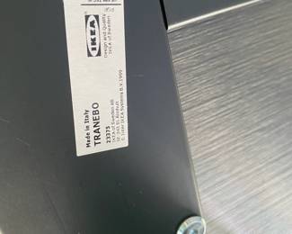 H84 - $475 SET. Ikea Tranebo Dining Table. Measures 36.5" wide x 87" long x 30" tall. Overall very good condition - does have some surface marks. 6 Ikea Tobias Clear & Chrome Plated Chairs. 5 are in very good condition. 1 has a crack - still useable.