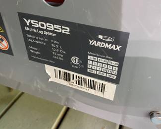 H4 - $200. Yardmax YS0952 Electric Log Splitter. 9 Ton Splitting Force.