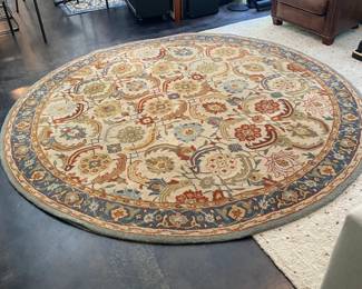 H81 - $225. Pottery Barn Eva Persian Rug Red. 8' round. 2023. 100% Wool.