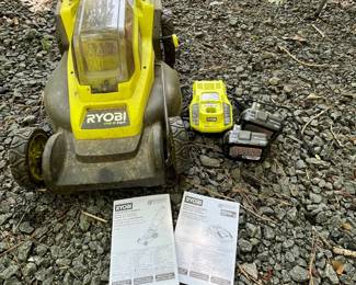 H44 - $150. Ryobi 18volt 16" Lawn Mower. Includes 2 batteries & charger.