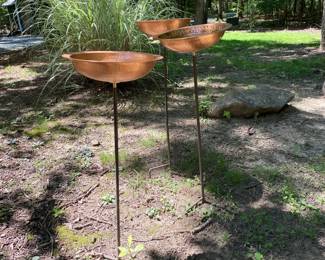 H27 - $40 each. *3 available*. Achla Designs Hammered Solid Copper Birdbath with Stake.