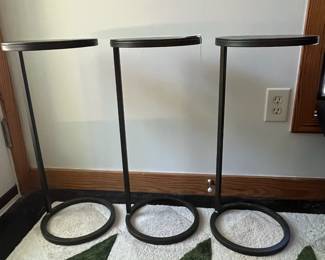 H127 - $100. Set of 3 Pottery Barn Accent Tables. 10" round x 24" tall.