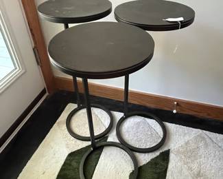 H127 - $100. Set of 3 Pottery Barn Accent Tables. 10" round x 24" tall.