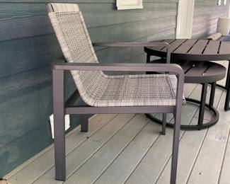 H17 - $100. PAIR of Pottery Barn Patio Chairs. 25" wide x 34" tall.