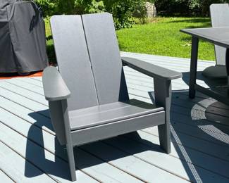 H38 - $950. Priced together as Photographed. Solo Stove Bonfire Fire pit with Lid. Removable Base plate & Ash Pan. Stand and cover. Surround Extend & Surround Surface. 4 - 1903 Terraflame Adirondack Chairs.