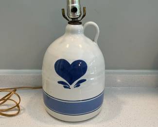 H94 - $25. Heart Pottery Lamp - needs harp. 12" tall.