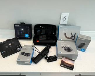 H92 - $250 ALL. GoPro 9 Black with accessories. "The Remote", 1 soft handle, 1 long retractable handle, Dual Charger & Enduro Batteries, Clip Mount, Light Mod, Suction Cup, Jaws Flex Clamp, & Media Mod. Total of 4 batteries included.