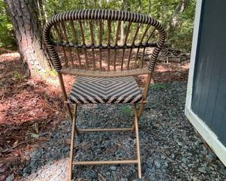 H43 - $100. Threshold Aster Outdoor Patio Dining Chairs. Set of 4 Folding Chairs. Seats are 19" wide.