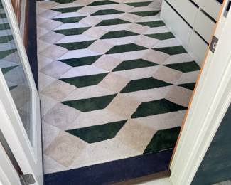 H74 - $250. West Elm Faceted Tile Rug. 6' x 9'. Polyester. Evergreen Color.
