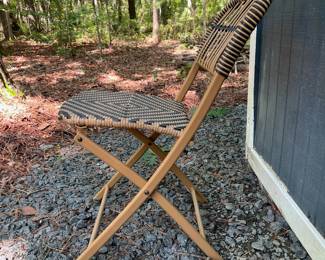 H43 - $100. Threshold Aster Outdoor Patio Dining Chairs. Set of 4 Folding Chairs. Seats are 19" wide.
