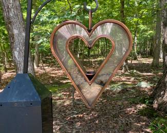 H30 - $30. Copper Heart Bird Feeder.