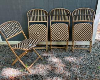 H43 - $100. Threshold Aster Outdoor Patio Dining Chairs. Set of 4 Folding Chairs. Seats are 19" wide.