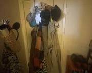 Sweaters, Cardigans. Jacket rack. Hats