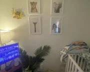 Wall art. Crib. Diaper caddie