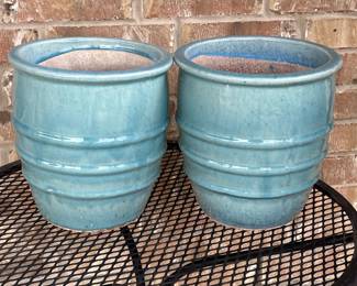 (2) Outdoor Speckled Blue Planters