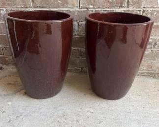 2) Burgundy Outdoor Planters