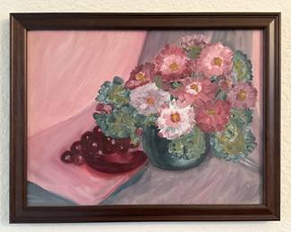 Framed Still Life Floral Painting