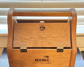 Kiwi Wooden Shoe Shine Box w/ Supplies
