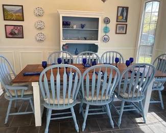 Farmhouse Chic Table & Chairs Set with Coordinated China Hutch & Linen Press (pieces are sold separately)