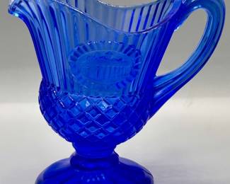 Vintage Fostoria Cobalt Blue Footed Cream Pitcher