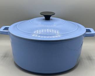 Blue Enameled Dutch Oven w/ White Inside