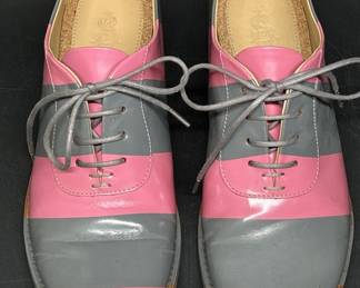 Angela Scot Pink & Gray Striped Loafers Euro Sz 37