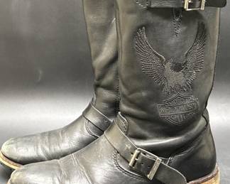 Harley Davidson Black Leather Motorcycle Boots