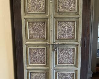 Pair Baroque Paneled Doors in Doorframe
