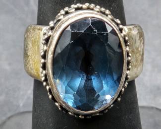 925 Silver Auquamarine Ring, TW 15.05g, Size 6½